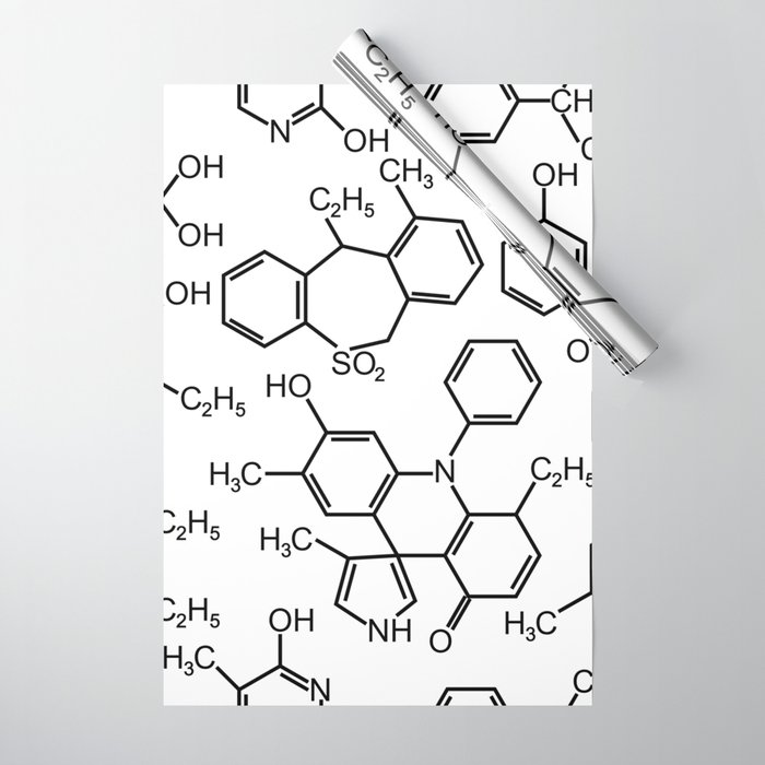 Chemistry chemical bond design pattern background white Wrapping Paper
