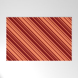 [ Thumbnail: Coral & Maroon Colored Lined/Striped Pattern Welcome Mat ]