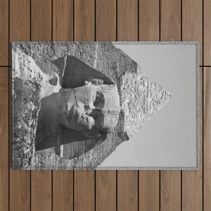 Egypt - Cairo Pyramids Great Sphinx - black & white Photography Outdoor Rug