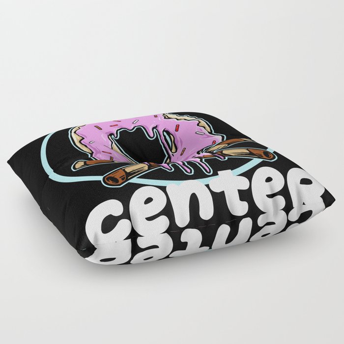 Find Your Center Grungy Skull Donut Pun Floor Pillow