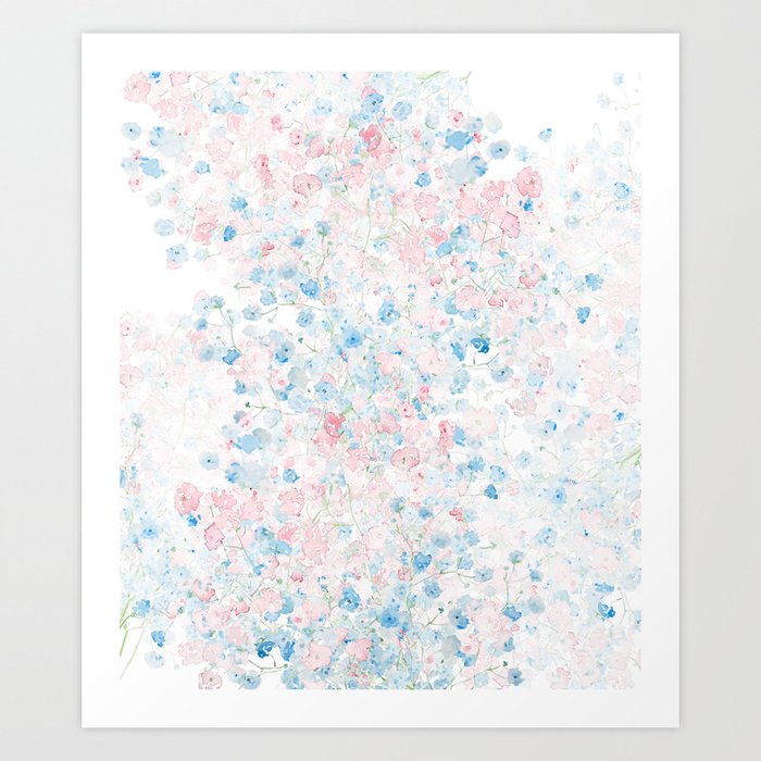 light pink and blue baby's breath flowers pattern Art Print