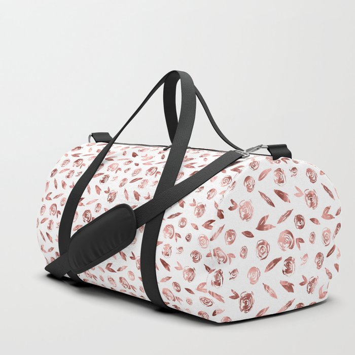 Girly Rose Gold Rosette Pattern Duffle Bag