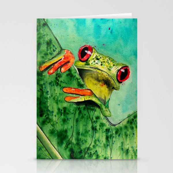 Watercolor Tree Frog Stationery Cards