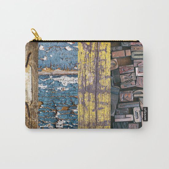 patchwork 5 wood Carry-All Pouch