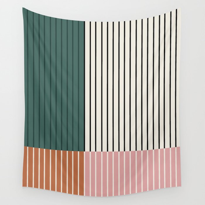 Color Block Line Abstract V Wall Tapestry