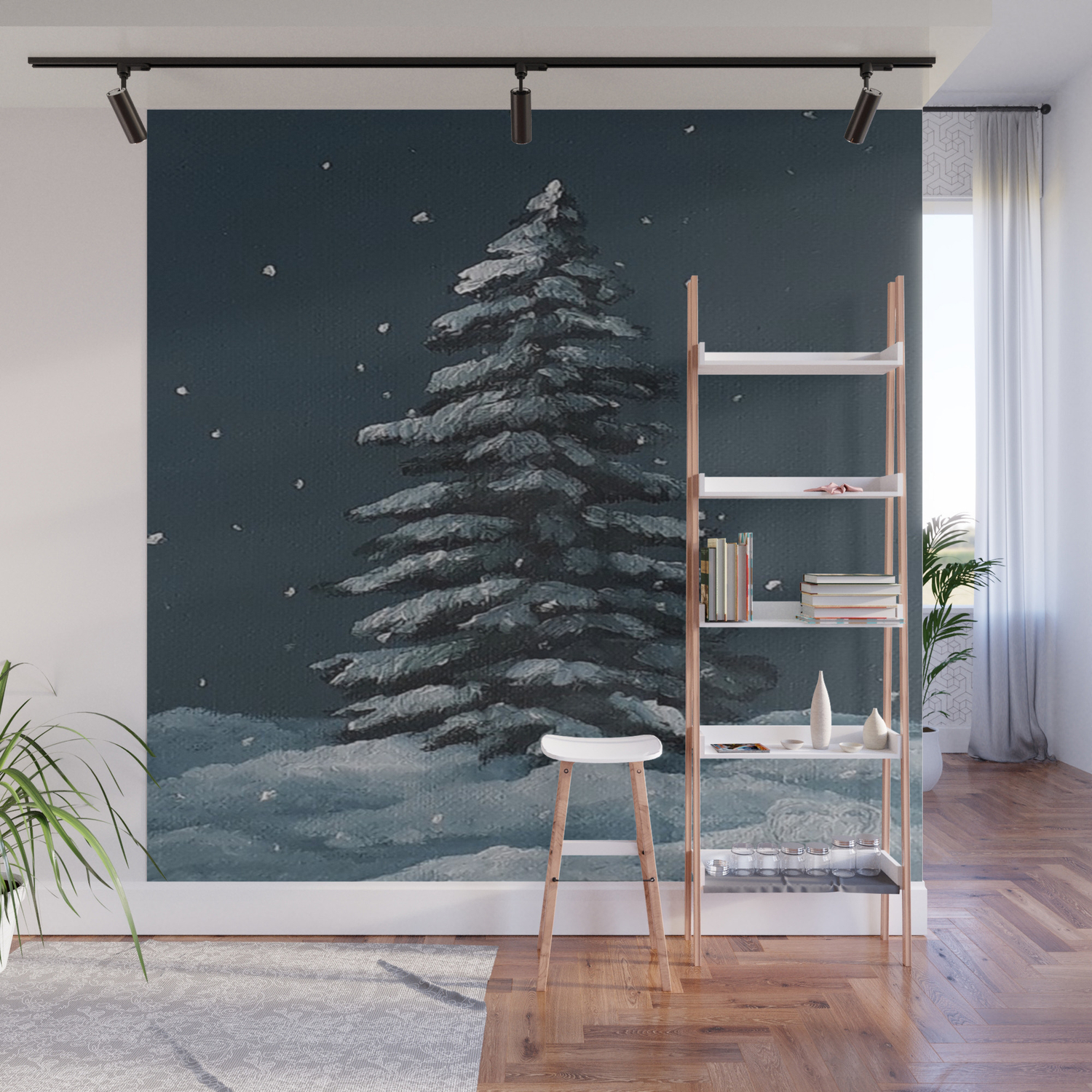 Xmas Tree Oil Painting By Luna Smith Luart Gallery Wall Mural By