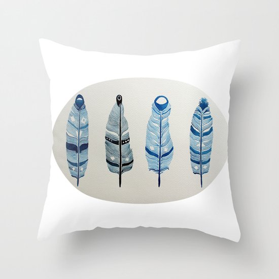 The four siblings of mother bird Throw Pillow