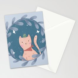 The cat and the frog  Stationery Card