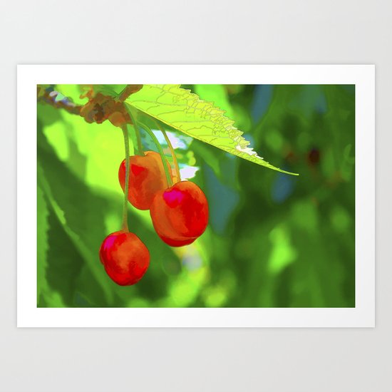 Red Cherries Painting Art Print