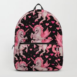Pink Unicorn Pegasus on Black Backpack | Drawing, Unicorns, Cute, Unicornart, Missfluff, Pegasus, 1980S, Pink, Girlyart, Fantasyart 