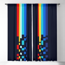 Classic 80s Video Game Retro Stripes Pixel Drops - Ayakazu Blackout Curtain