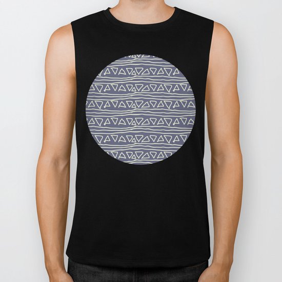 Blue Scribbles Pattern 03 Biker Tank
