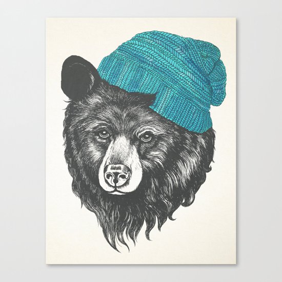Zissou the bear in blue Canvas Print