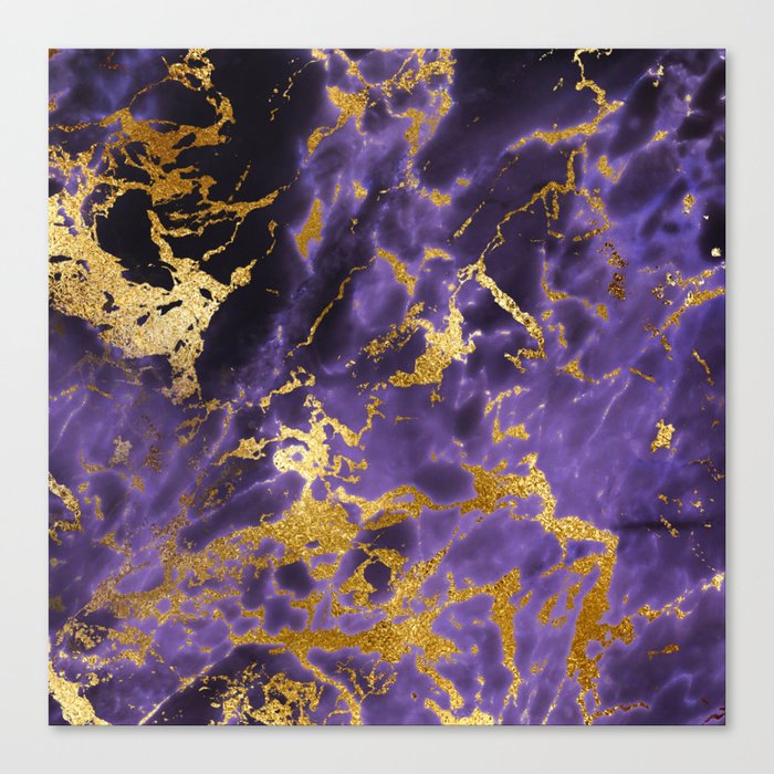 Ultra Violet Gold Marble Metallic Foil Canvas Print By