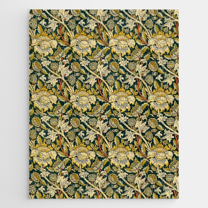 Vintage William Morris Green and Yellow Chintz Jigsaw Puzzle