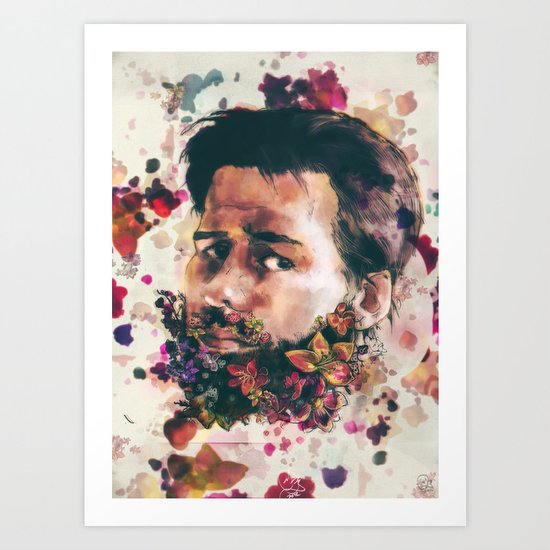 a beard of flowers Art Print
