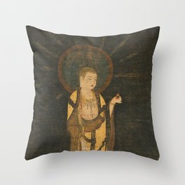 Welcoming Descent of Jizo 13th Century Japanese Scroll Throw Pillow