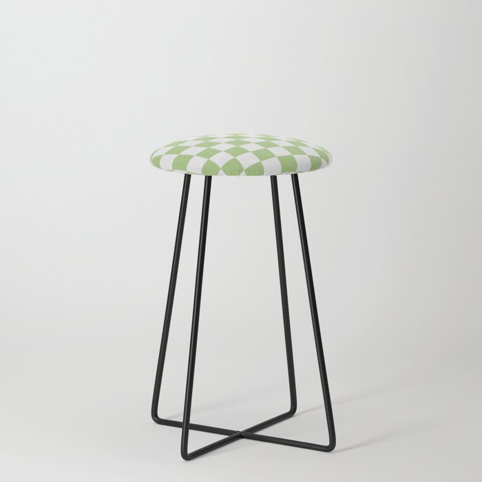 Lime Green Warped Check Counter Stool