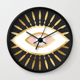 gold foil evil eye in blush Wall Clock