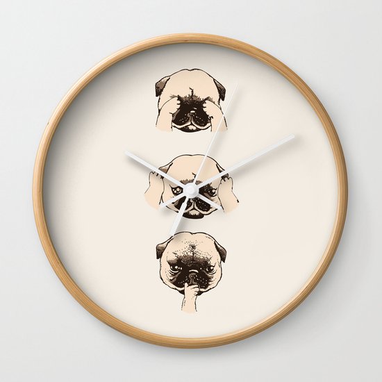 No Evil Pug Wall Clock