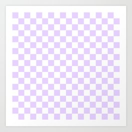 Large Chalky Pale Lilac Pastel Color and White Checkerboard Art Print
