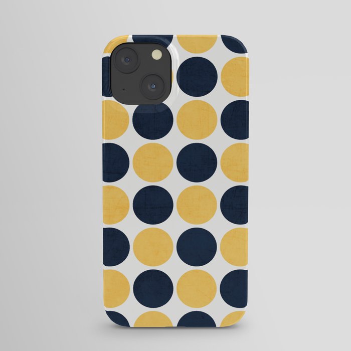 navy and yellow dots iPhone Case