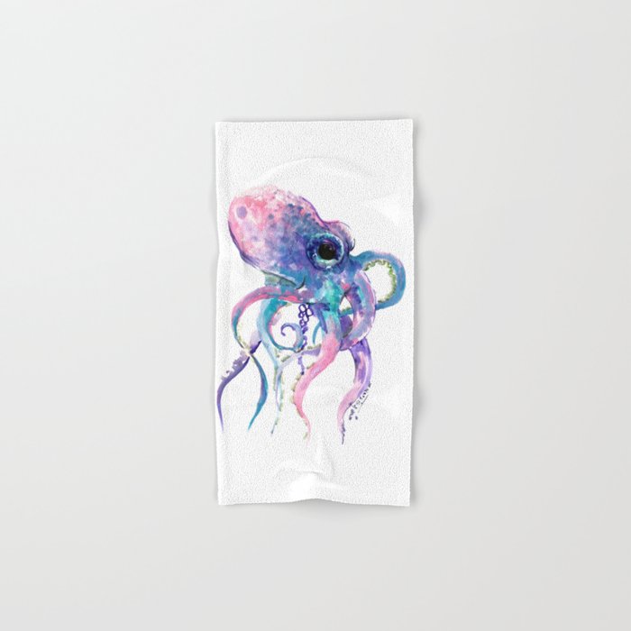 Octopus Pink Purple Sea Animals Design Underwater Scene Painting