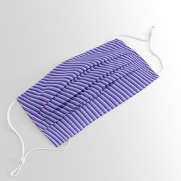 [ Thumbnail: Royal Blue, Midnight Blue, and Plum Colored Stripes/Lines Pattern Face Mask ]