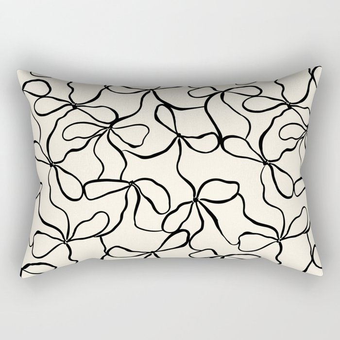 Coquette black Bows on a cream background  Rectangular Pillow