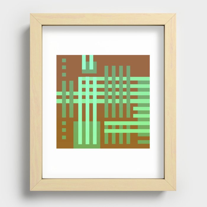 Modern Moroccan Tribal Brown Green Recessed Framed Print