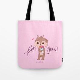 Get well soon | Flowers for you | Cute cartoon squirrel Tote Bag