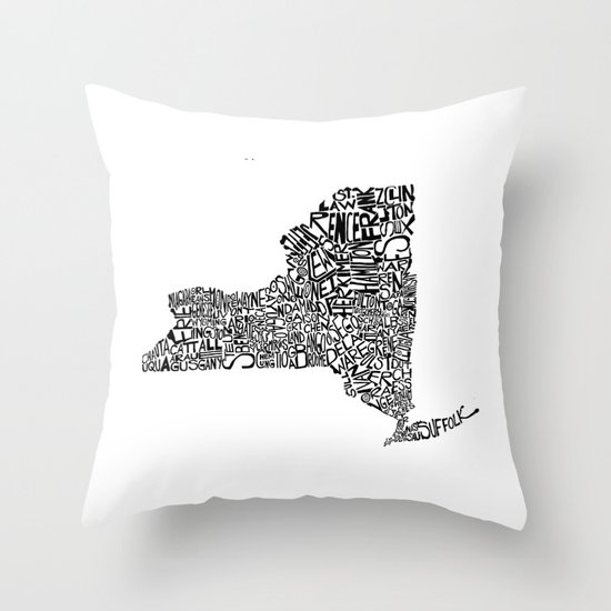 Typographic New York Throw Pillow