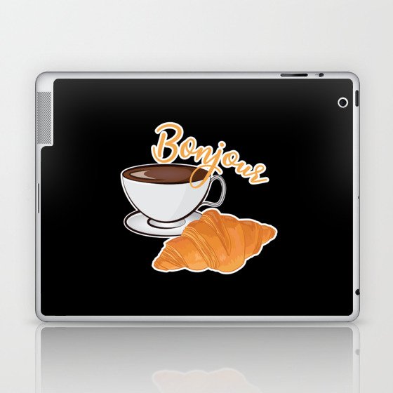 Croissant Coffee Bonjour - French Cafe Laptop & iPad Skin