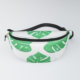 Nature tropical palm leaf print green pattern  Fanny Pack