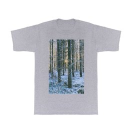 Sun behind the trees in winter T Shirt | Weather, Frost, Sunshine, Sunlight, Outdoor, Tree, Photo, Trees, Snowy, Sun 