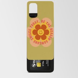 Be the reason someone smiles today - 60s 70s retro cherry blossom smiley typography  Android Card Case