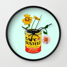 Coffee and Flowers for Breakfast in Turquoise  Wall Clock