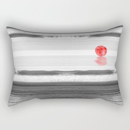 Red Moon at the Beach Rectangular Pillow