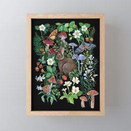 Rabbit and Strawberry Garden Framed Mini Art Print