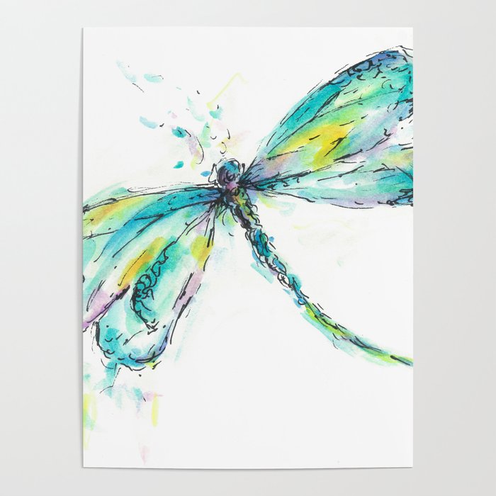 Watercolor Dragonfly Poster