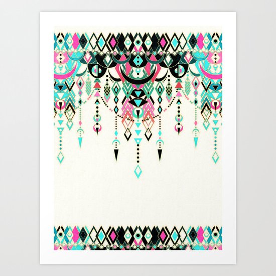 Modern Deco in Pink and Turquoise Art Print
