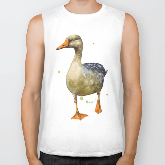 Goose, golden goose, goosey goosey gander, fowl art, farmyard animals, kitchen wall art Biker Tank