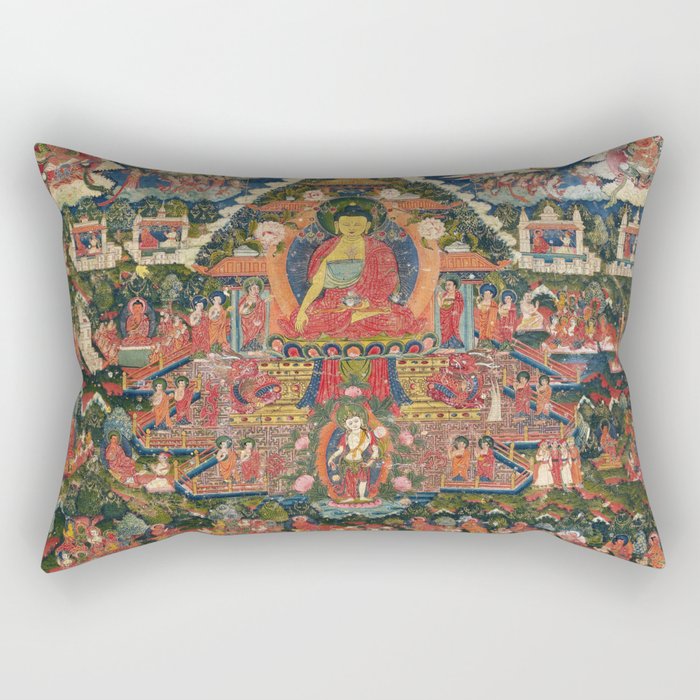 Shakyamuni Buddha, The Enlightened One Thangka Rectangular Pillow