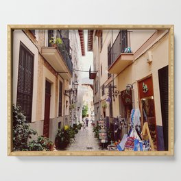 Spain Photography - Narrow Street With Apartments Serving Tray