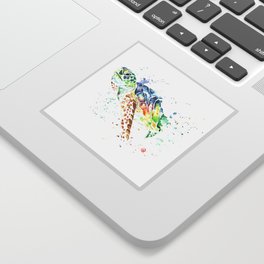 Sea Turtle Colorful Watercolor Painting Sticker