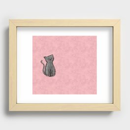 Cute Grey Kitten with pink decoration Recessed Framed Print