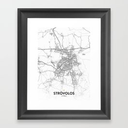 Strovolos, Cyprus - Light City Map Framed Art Print