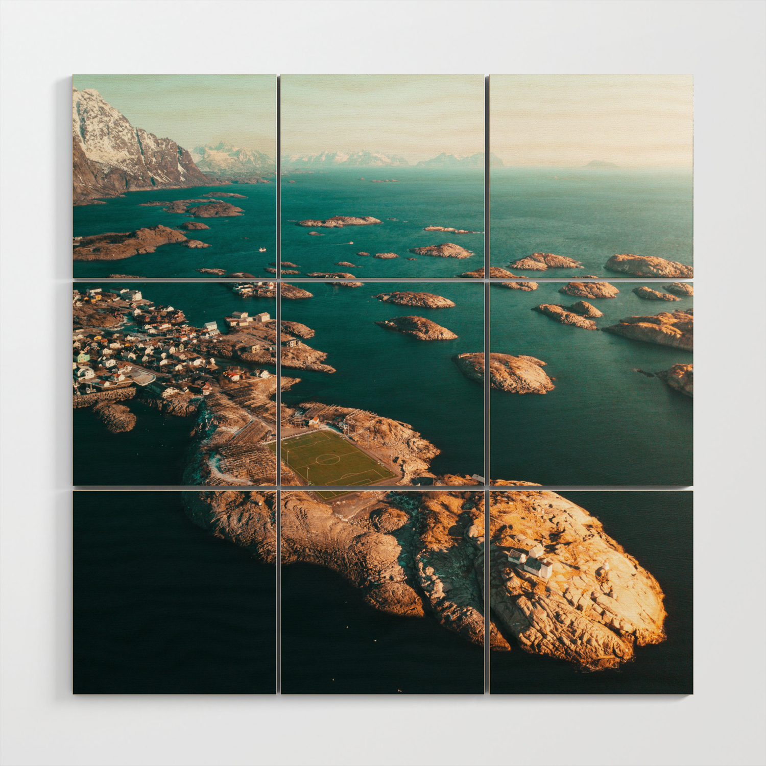 Norway Lofoten Henningsvaer Soccer Field V2 Wood Wall Art By