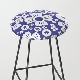 Retro Periwinkle and White Daisy Flowers Bar Stool