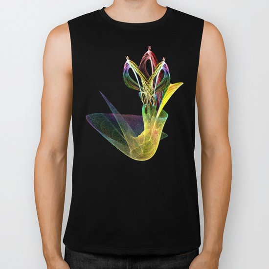 Fractal Flowers in a Vase Biker Tank